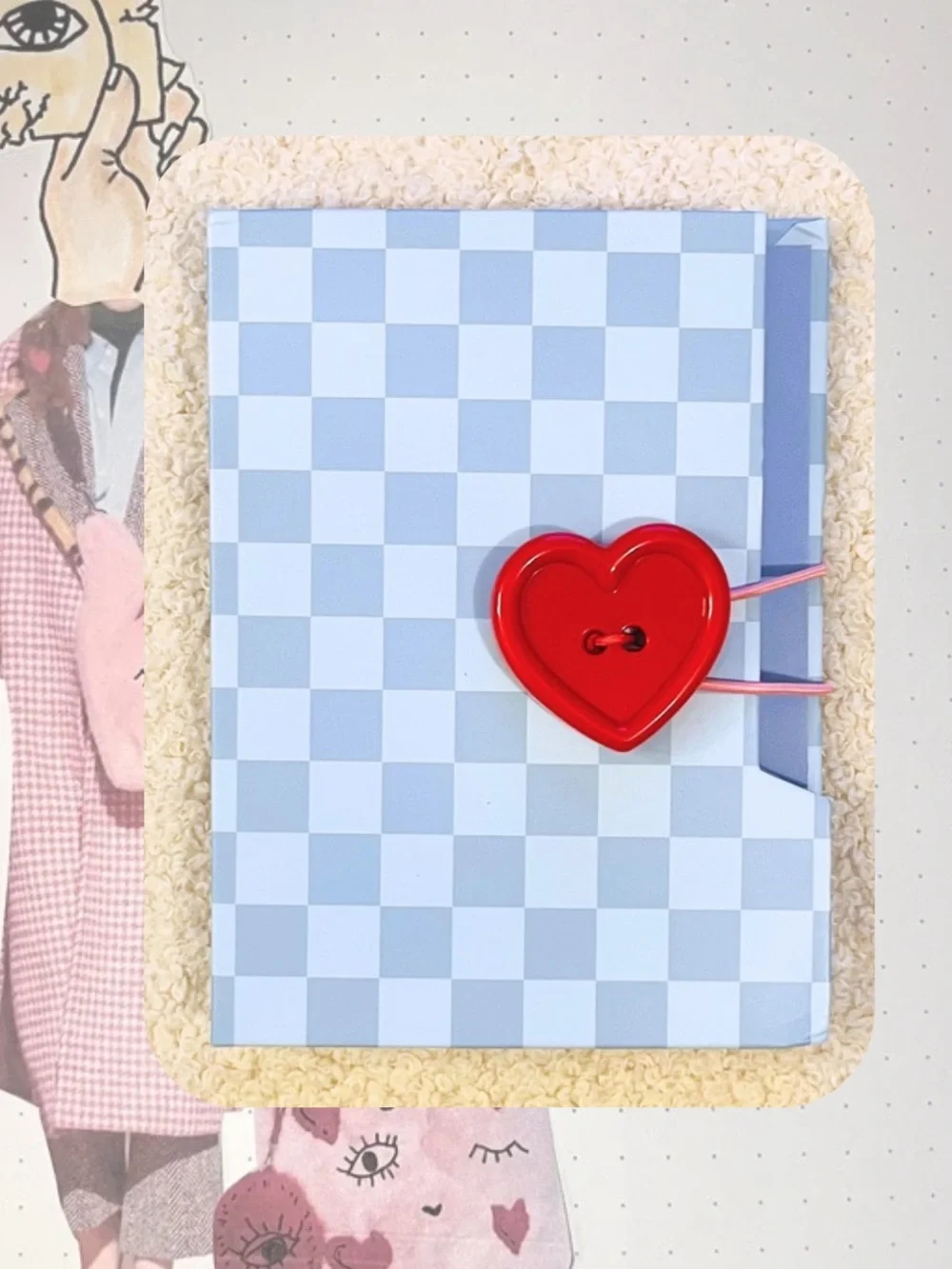 🎉Plaid Pastel House Design Sticky Note & Memo Pad Booklet Set